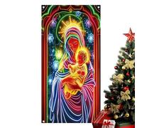 Cubierta decorativa de la puerta de entrada de Navidad | 89x180 cm brillante gran cubierta de puerta ,panel de porche fondo de foto - para interior al aire libre casa invierno granja porche