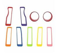 Cubierta Decorativa De Lámpara Faro Malla Rejilla Coche Para Jeep Para Wrangler JL Para Gladiator JT 2018 2019 2020 2021 2022 2023 Parrilla Delantera(Red-multicolor a set)