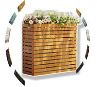 Cubierta decorativa de madera para aire acondicionado y soporte para plantas, gran valla amarilla para unidades exteriores, protección para aire acondicionado y bombas de calor, elegante accesorio de