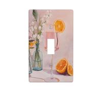 Cubierta decorativa de vidrio con rodajas naranjas para interruptor de luz, 1 interruptor, placa de pared para cocina, granja, dormitorio, baño, decoración artística