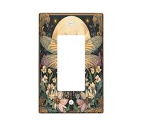 Cubierta decorativa estética de libélula para interruptor, 1 banda, diseño de flores vintage, placa frontal eléctrica retro para decoración de dormitorio y sala de estar