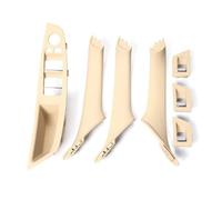 Cubierta Decorativa Panel Placa De Manija Interior Puerta Coche Fibra Para Serie 5 F10 F18 Con Volante A La Izquierda (LHD) 7 Piezas Años 2010 A 2016 Funda Decoración Panel(Beige)