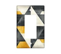 Cubierta decorativa para interruptor de bloque de color negro y amarillo, 1 banda, cubierta geométrica Vinatge, tamaño estándar, placa frontal eléctrica retro para decoración de dormitorio y sala de