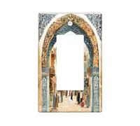 Cubierta decorativa para interruptor de construcción de estilo islámico, 1 banda, cubierta de placa de pared escénica religiosa, tamaño estándar, placa frontal eléctrica retro de fe para decoración de