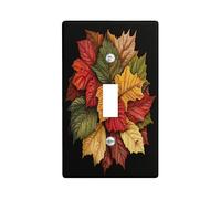Cubierta decorativa para interruptor de hojas de arce otoñales, 1 sola palanca, cubierta de placa de pared colorida retro de otoño negro, tamaño estándar, placa frontal eléctrica de plantas vintage