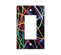 Cubierta decorativa para interruptor de línea moderna y colorida negra, 1 banda, cubierta de placa de pared contemporánea abstracta, tamaño estándar, placa frontal eléctrica minimalista para