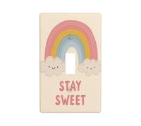 Cubierta decorativa para interruptor de luz arcoíris y nubes pastel con un solo botón de 1 banda, para cocina, granja, dormitorio, baño, decoración artística