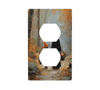 Cubierta decorativa para interruptor de luz con diseño de bruja e hija caminando por el bosque otoñal, 1 banda, placa de pared para cocina, baño, tamaño 7 x 11,4 cm