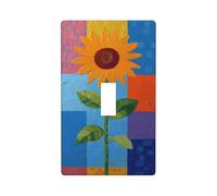 Cubierta decorativa para interruptor de luz con diseño de girasol alto en bloque de color, 1 interruptor, placa de pared para cocina, granja, dormitorio, baño, decoración artística