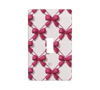 Cubierta decorativa para interruptor de luz con diseño de lazos elegantes rosa y blanco, 1 interruptor, placa de pared para cocina, granja, dormitorio, baño, decoración artística