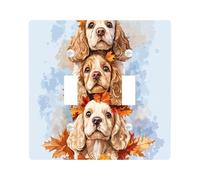 Cubierta decorativa para interruptor de luz con diseño de perro cocker spaniel de otoño, placa frontal eléctrica de 2 bandas, bonita hoja de arce otoñal para cocina, baño, decoración de cubierta de