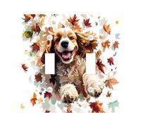 Cubierta decorativa para interruptor de luz con diseño de perro cocker spaniel de otoño, placa frontal eléctrica de 2 bandas, bonita hoja de arce otoñal para cocina, baño, decoración de cubierta de