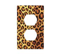 Cubierta decorativa para interruptor de luz con estampado de leopardo dorado, placa de pared para cocina, baño, tamaño 7 x 11,4 cm
