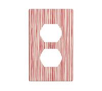 Cubierta decorativa para interruptor de luz con líneas verticales rojas dibujadas a mano, color crema, placa de pared para cocina, baño, tamaño 7 x 11,4 cm