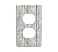 Cubierta decorativa para interruptor de luz con patrón de madera de granja blanca, placa de pared para cocina, baño, tamaño 7 x 11,4 cm