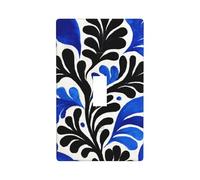 Cubierta decorativa para interruptor de luz de hojas grandes con diseño floral abstracto negro y azul, 1 interruptor, placa de pared para cocina, granja, dormitorio, baño, decoración artística
