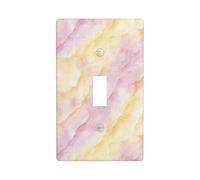Cubierta decorativa para interruptor de luz de mármol amarillo pastel rosa, 1 interruptor, placa de pared para cocina, granja, dormitorio, baño, decoración artística
