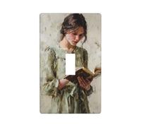 Cubierta decorativa para interruptor de luz de mujer joven vintage leyendo un libro antiguo, 1 banda, placa de pared para cocina, granja, dormitorio, baño, decoración artística