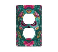 Cubierta decorativa para interruptor de luz, diseño de calavera verde del Día de los Muertos, 1 banda, placa de pared para cocina, baño, tamaño 7 x 11,4 cm