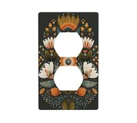 Cubierta decorativa para interruptor de luz, diseño de flores de mediados de siglo, arte popular sueco, 1 banda, placa de pared para cocina, baño, tamaño 7 x 11,4 cm