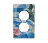 Cubierta decorativa para interruptor de luz, diseño de gato blanco caminando a través de una cama, placa de pared para cocina, baño, tamaño 7 x 11,4 cm