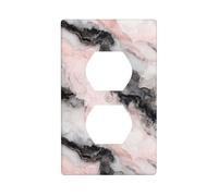Cubierta decorativa para interruptor de luz, diseño de mármol, color negro y rosa, color pastel, 1 banda, para cocina, baño, tamaño 7 x 11,4 cm