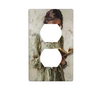 Cubierta decorativa para interruptor de luz, diseño de mujer joven vintage leyendo un libro antiguo, placa de pared para cocina, baño, tamaño 7 x 11,4 cm