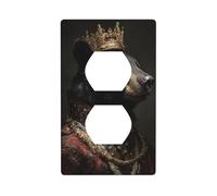 Cubierta decorativa para interruptor de luz, diseño de oso negro en atuendo real, corona ornamentada, 1 banda, placa de pared para cocina, baño, tamaño 7 x 11,4 cm