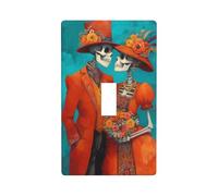 Cubierta decorativa para interruptor de luz, diseño de pareja de esqueletos en traje de boda mexicano, 1 banda, placa de pared para cocina, granja, dormitorio, baño, decoración artística