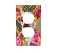 Cubierta decorativa para interruptor de luz, diseño de perro preppy arte retro rosa, placa de pared para cocina, cuarto de baño, tamaño 7 x 11,4 cm