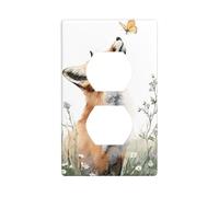 Cubierta decorativa para interruptor de luz, diseño de zorro y mariposa, 1 banda, para cocina, baño, tamaño 7 x 11,4 cm