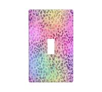 Cubierta decorativa para interruptor de luz pastel, diseño de leopardo arcoíris, 1 banda, placa de pared para cocina, granja, dormitorio, baño, decoración artística