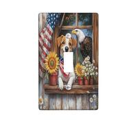 Cubierta decorativa para interruptor de luz Russell Terrier del 4 de julio, placa de pared con 1 palanca única, placa de interruptor eléctrico de granja de 250 años, placa frontal eléctrica de