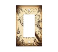 Cubierta decorativa para interruptor de mapa del tesoro náutico, 1 banda, balancín individual, cubierta de placa de pared vintage con rutas de mapa del mundo, tamaño estándar, placa frontal eléctrica