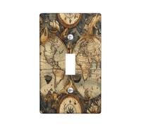 Cubierta decorativa para interruptor de mapa del tesoro náutico, 1 interruptor, interruptor de rutas estéticas, mapa del mundo, placa frontal eléctrica vintage para decoración de dormitorio y sala de