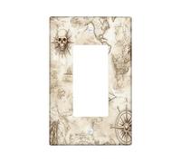 Cubierta decorativa para interruptor de mapa del tesoro náutico vintage, 1 banda, basculante individual, placa de pared retro para interruptor de barco, placa frontal eléctrica de rutas frescas para