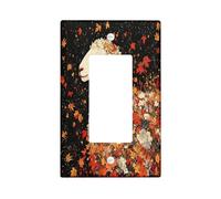 Cubierta decorativa para interruptor de oveja de otoño negra, 1 banda, diseño estético de hoja de arce otoñal, placa frontal eléctrica retro para decoración de dormitorio y sala de estar