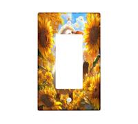 Cubierta decorativa para interruptor de oveja otoñal, 1 banda, basculante individual, cubierta de placa de pared de granero de girasol de otoño, tamaño estándar, placa frontal eléctrica de paisaje