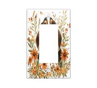Cubierta decorativa para interruptor de perro Basset Hound de acuarela otoñal, 1 banda, basculante individual, placa de pared floral otoñal, placa frontal eléctrica para cachorros para decoración de