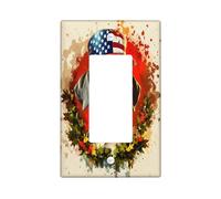 Cubierta decorativa para interruptor del 4 de julio, 1 banda, basculante individual, cubierta de placa de pared para perro del Día de la Independencia, tamaño estándar, placa frontal eléctrica