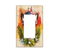 Cubierta decorativa para interruptor del 4 de julio, Boston Terrier, 1 banda, balancín individual, cubierta de placa de pared para perro, tamaño estándar, placa frontal eléctrica de flores para