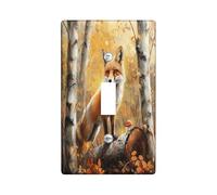 Cubierta decorativa para interruptor, diseño de zorro de bosque otoñal, 1 banda, interruptor de paisaje de bosque otoñal, placa frontal eléctrica de animales para decoración de dormitorio y sala de