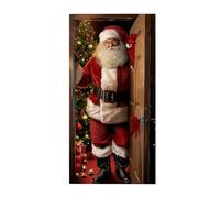 Cubierta Decorativa para Puerta de Navidad | Fondo Festivo | Puerta Delantera Cubierta para Puerta Santa Claus - para Patio Vitrina Ventana a Bovindo Fiesta Víspera Fotografía Fondo