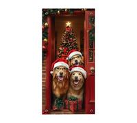Cubierta decorativa para puerta navideña: pancarta gigante para puerta de Papá Noel, telón de fondo festivo de Navidad con fondo para fotomatón | Exhibición de decoración de entrada de celebración