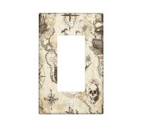 Cubierta decorativa vintage para interruptor de mapa del tesoro náutico, 1 banda, cubierta de placa de pared de barco retro, tamaño estándar, placa frontal eléctrica de rutas frescas para decoración