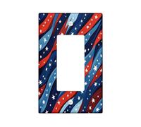 Cubierta decorativa vintage para interruptor del 4 de julio, 1 banda, basculante individual, cubierta de placa de pared retro del Día de la Independencia, tamaño estándar, placa frontal eléctrica