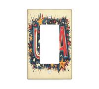 Cubierta decorativa vintage para interruptor del 4 de julio, 1 banda, basculante individual, placa de pared retro del Día de la Independencia, placa frontal eléctrica estética para decoración de