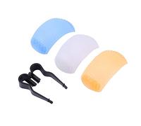 Cubierta del difusor Flash de 3 Colores con Soporte Cubierta del difusor de la cámara Cubierta del difusor de Rebote Flash Universal para cámaras SLR DSLR Filtros Azules Blancos Naranja
