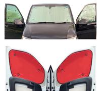 Cubierta del Parabrisas Compatible con VW T7 Transporter (2023-Date)(Juego Completo + Distancia Entre Ejes Corta + portón Trasero) Color de Respaldo de Rojo, Reversible