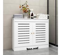 Cubierta Del Radiador, Blanco Lacado Revestimiento Protector, Cubre Radiadores Estante Para Radiador Calentador, Diseño Moderno Estante Para Radiador Vertical(90*80*25cm/35.4*31.5*9.8in)